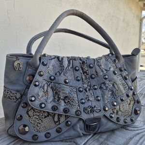 BETSEY JOHNSON VINTAGE LEATHER 'BUTTERFLY BLING' SATCHEL